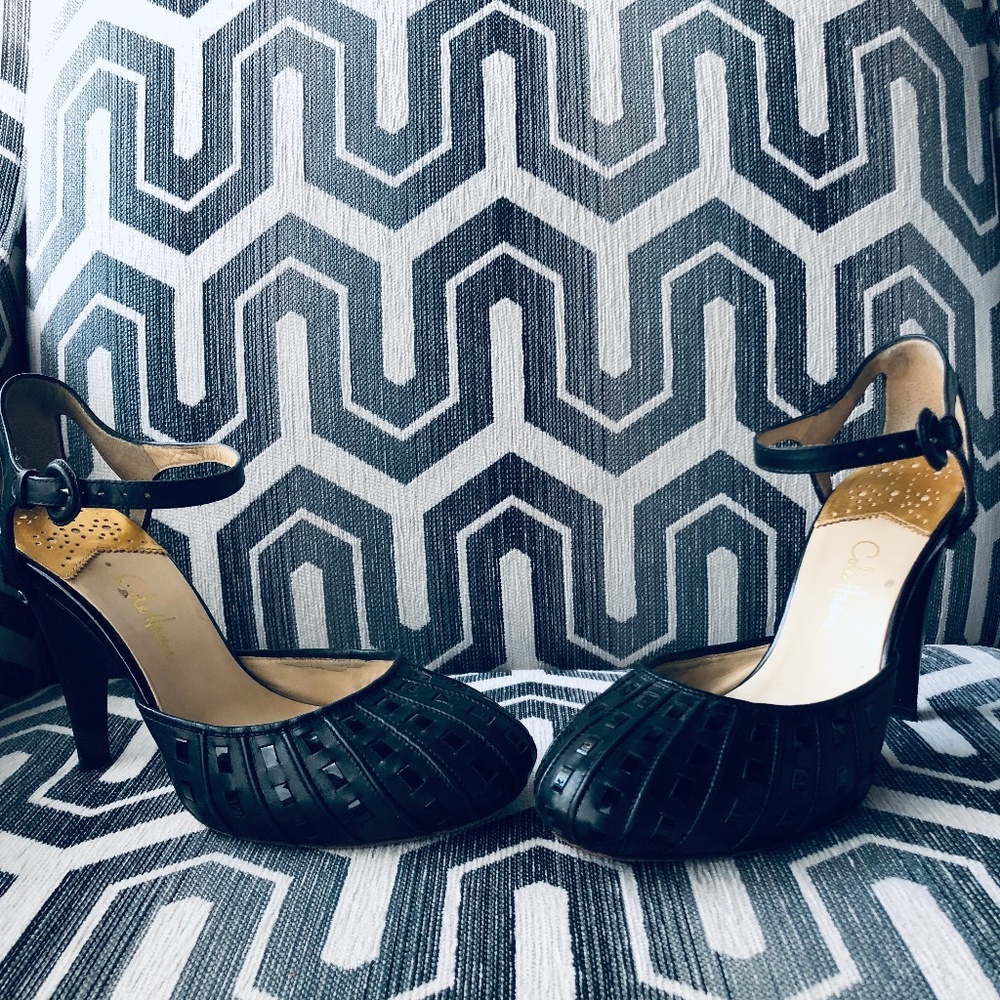 Cole Hann Nike Air Ankle Strap black Pump sz 8